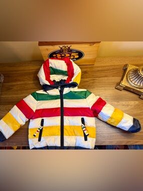 HBC Stripes 12-18 month Down and Waterfowl feather filled puffer jacket